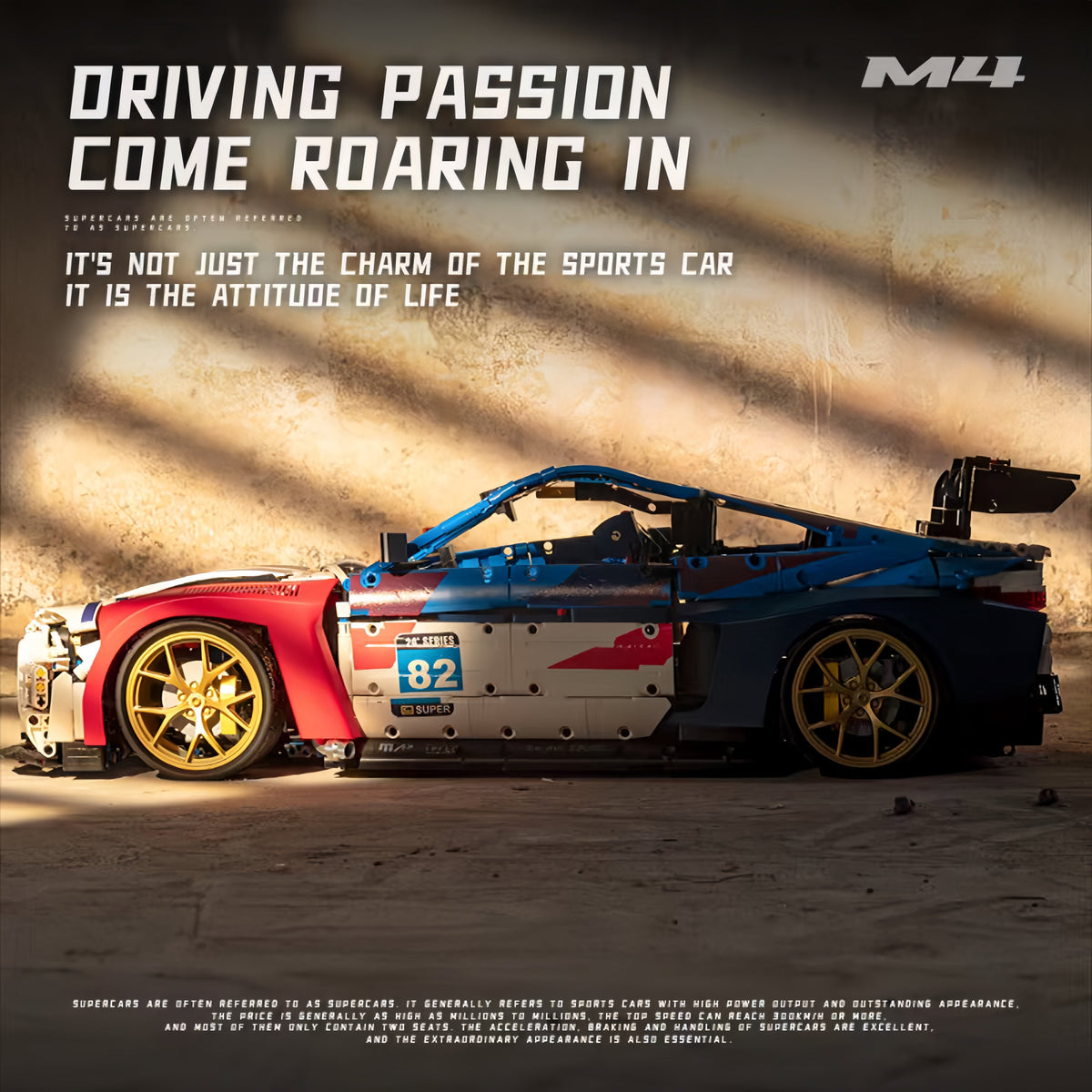 Trilumity Building Block Set: 1: 8 BMW M4 GT3 Building Set, Fully Detailed Simulation, The Ultimate Collectible (4556Piece)