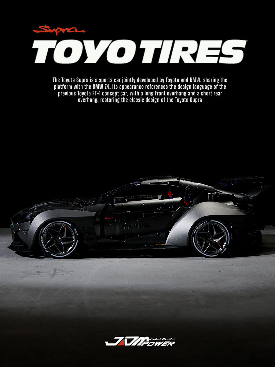 Trilumity Motorized Building Block Set: 1:8 Toyota Supra Building Sets, Electric Air Suspension, Rear Accelerator Blade linkage (4399-Piece)