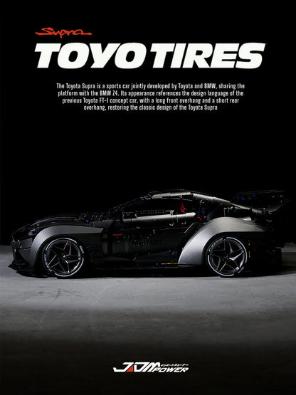 Trilumity Motorized Building Block Set: 1:8 Toyota Supra Building Sets, Electric Air Suspension, Rear Accelerator Blade linkage (4399-Piece)
