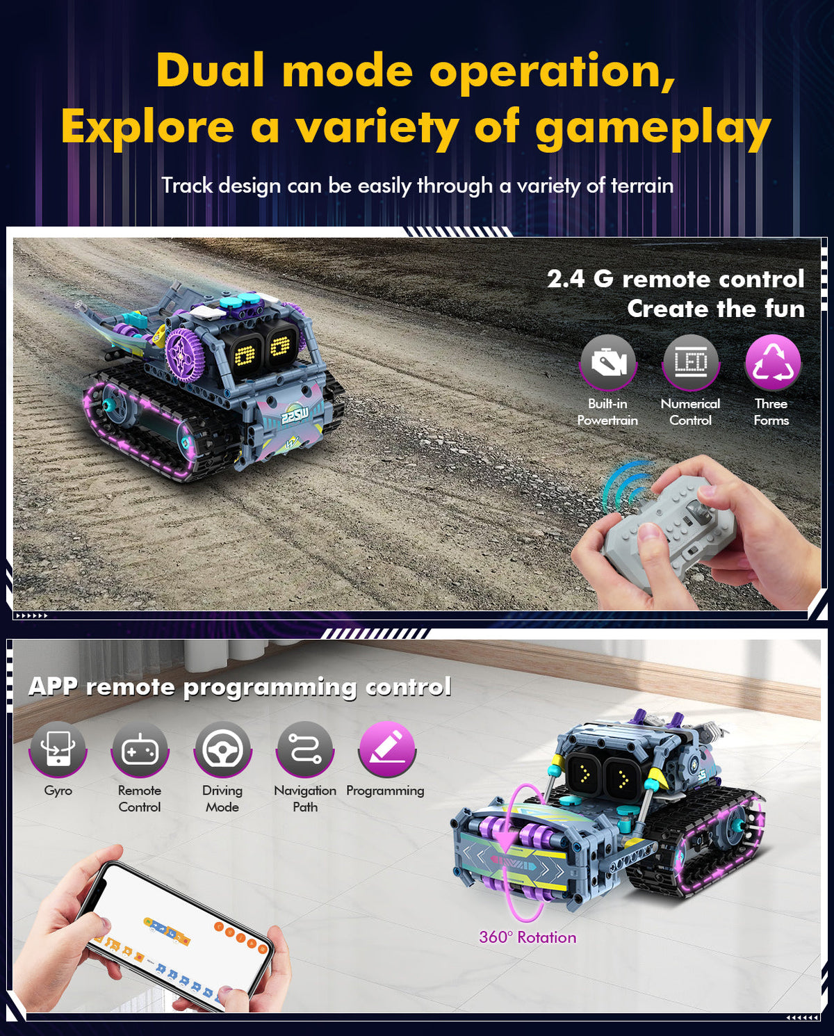 Trilumity STEM Robot, 3 in 1 Remote & App-Controlled Robotic Toys Building Block Set