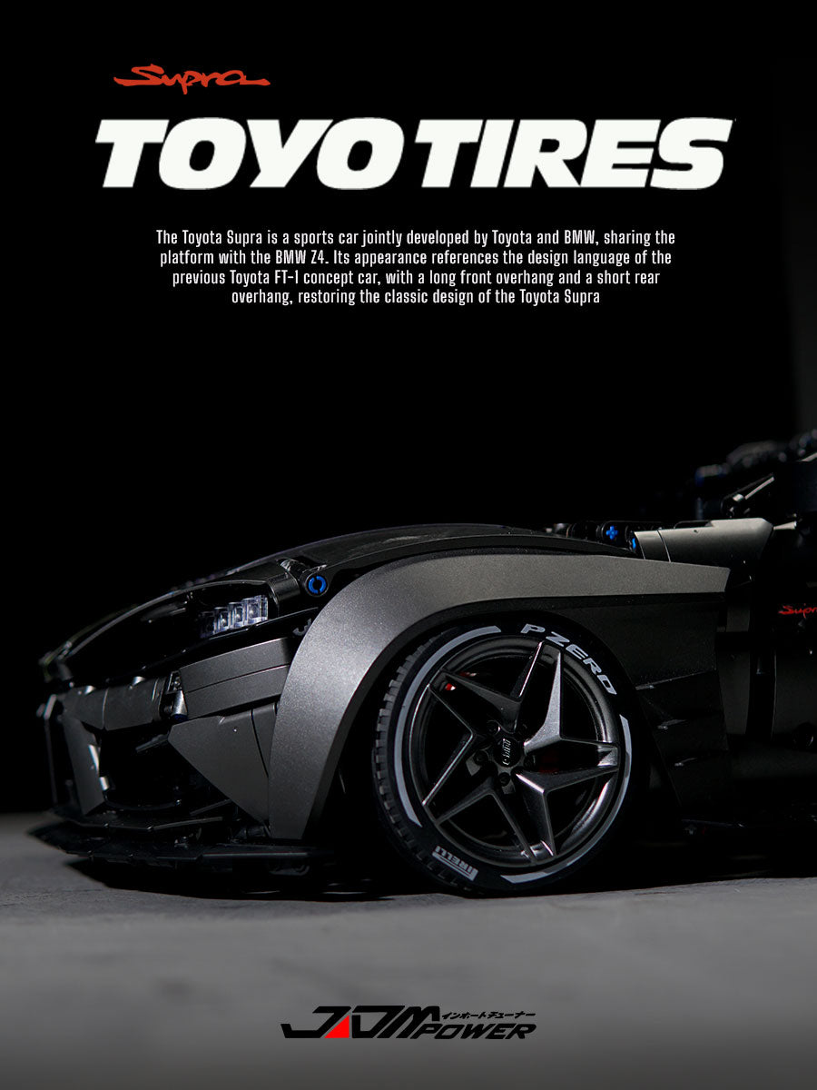 Trilumity Motorized Building Block Set: 1:8 Toyota Supra Building Sets, Electric Air Suspension, Rear Accelerator Blade linkage (4399-Piece)