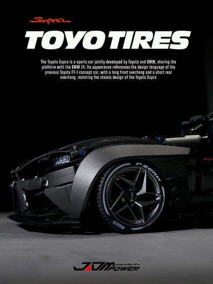Trilumity Motorized Building Block Set: 1:8 Toyota Supra Building Sets, Electric Air Suspension, Rear Accelerator Blade linkage (4399-Piece)