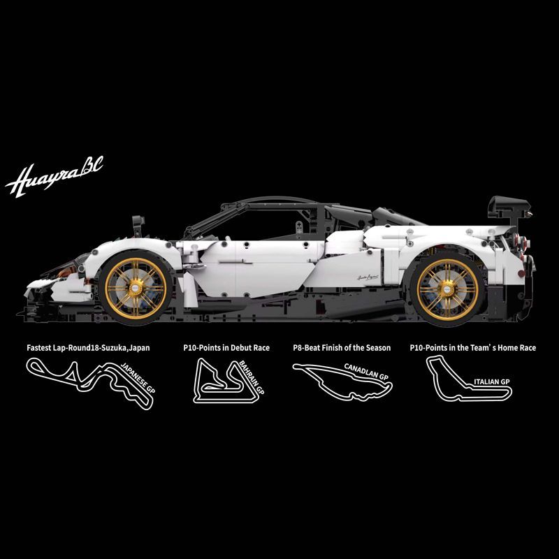 Trilumity Building Block Set: 1: 8 Pagani Huayra White Italy Concept Ultimate Edition (4708-Piece)