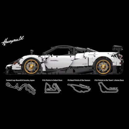 Trilumity Building Block Set: 1: 8 Pagani Huayra White Italy Concept Ultimate Edition (4708-Piece)