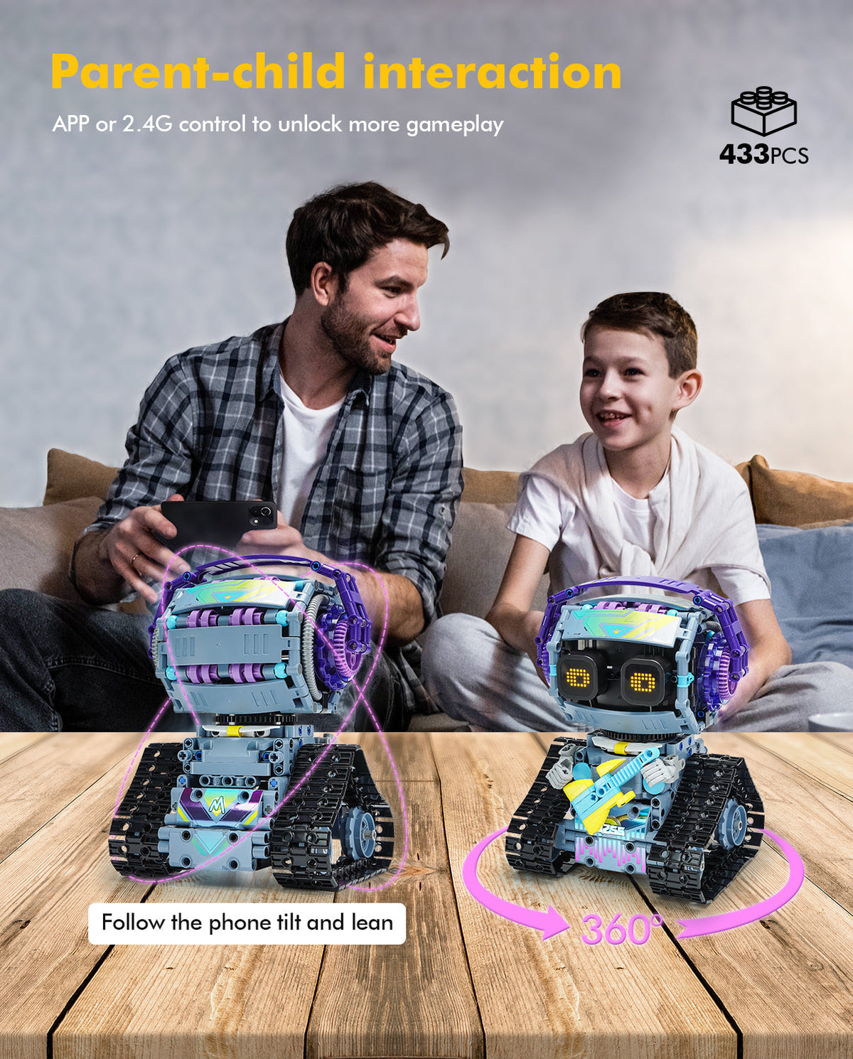 Trilumity STEM Robot, 3 in 1 Remote & App-Controlled Robotic Toys Building Block Set