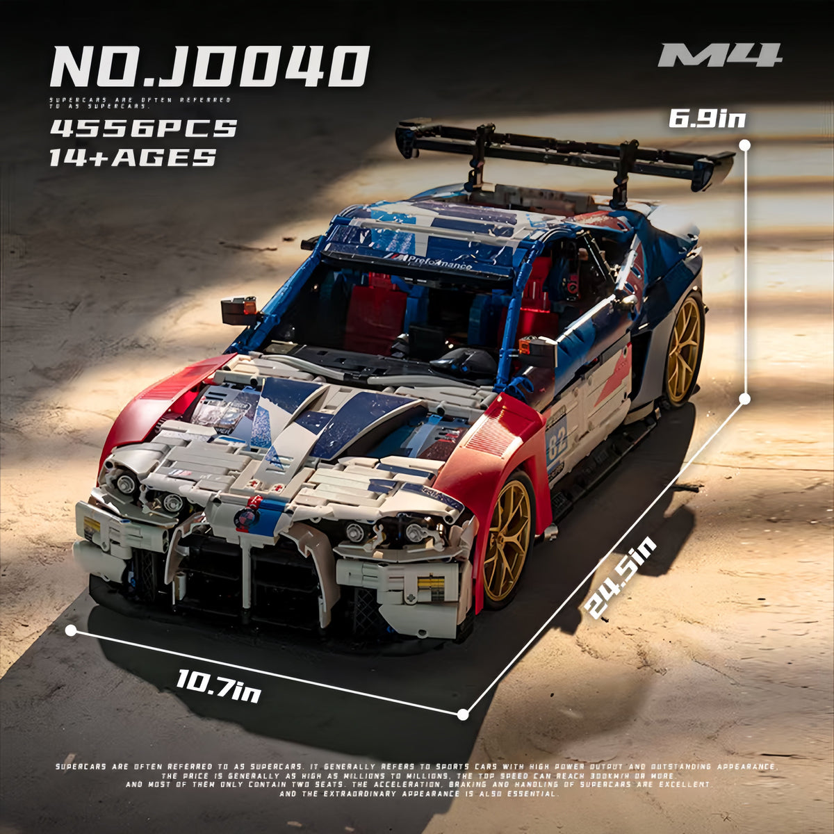 Trilumity Building Block Set: 1: 8 BMW M4 GT3 Building Set, Fully Detailed Simulation, The Ultimate Collectible (4556Piece)