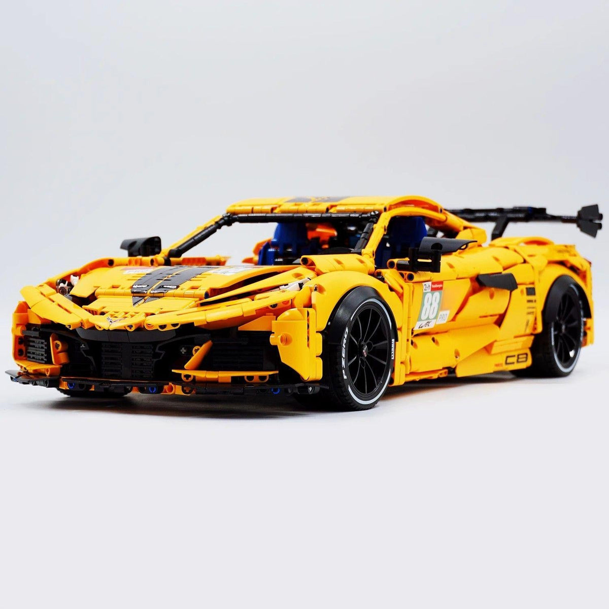 Trilumity Motorized Building Block Set: 1: 8 Corvette C8 Supercar Building Sets with Remote Control, Electric lift tail, Electric Lifting Chassis