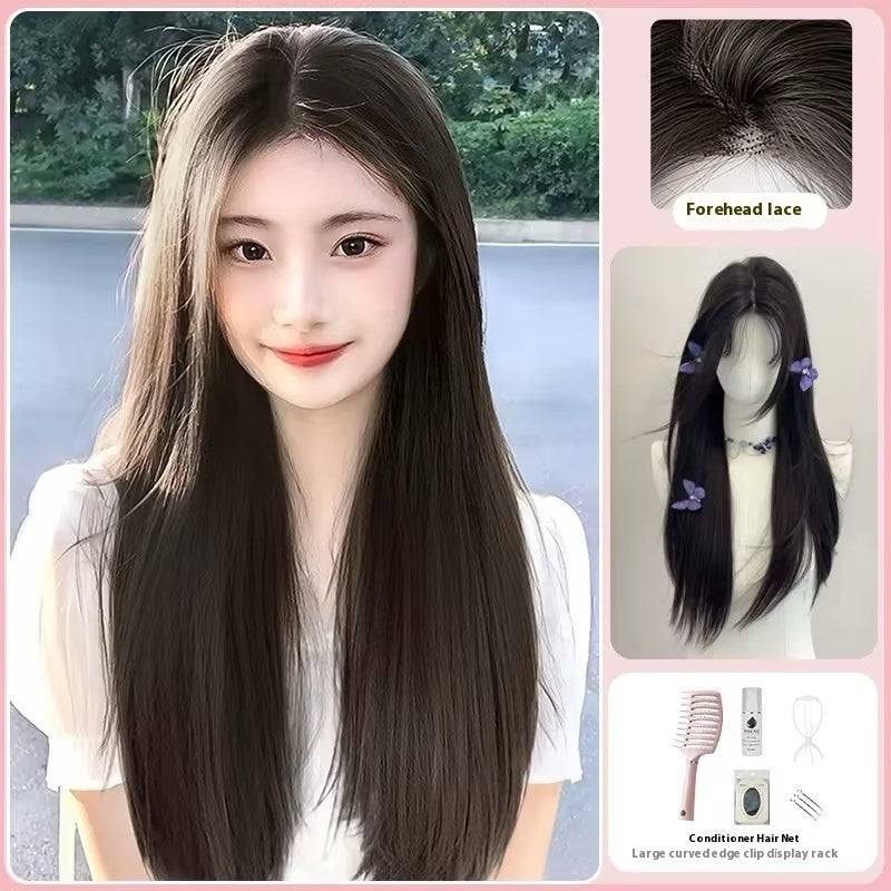 Trilumity Straight Lace Front Wig in Black, cap and adjustable band construction