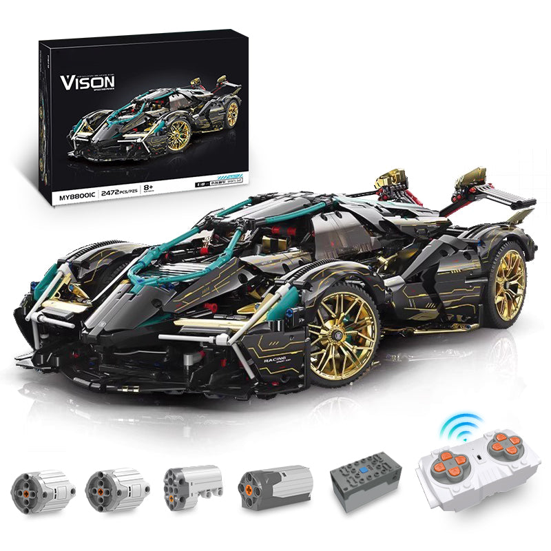 Trilumity Motorized Building Block Set: 1: 8 Lamborghini Lambo V12 Vision GT, Cyberpunk Style, Electric Opening and Closing Cockpit (2472-Piece)