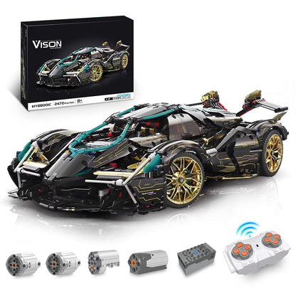 Trilumity Motorized Building Block Set: 1: 8 Lamborghini Lambo V12 Vision GT, Cyberpunk Style, Electric Opening and Closing Cockpit (2472-Piece)