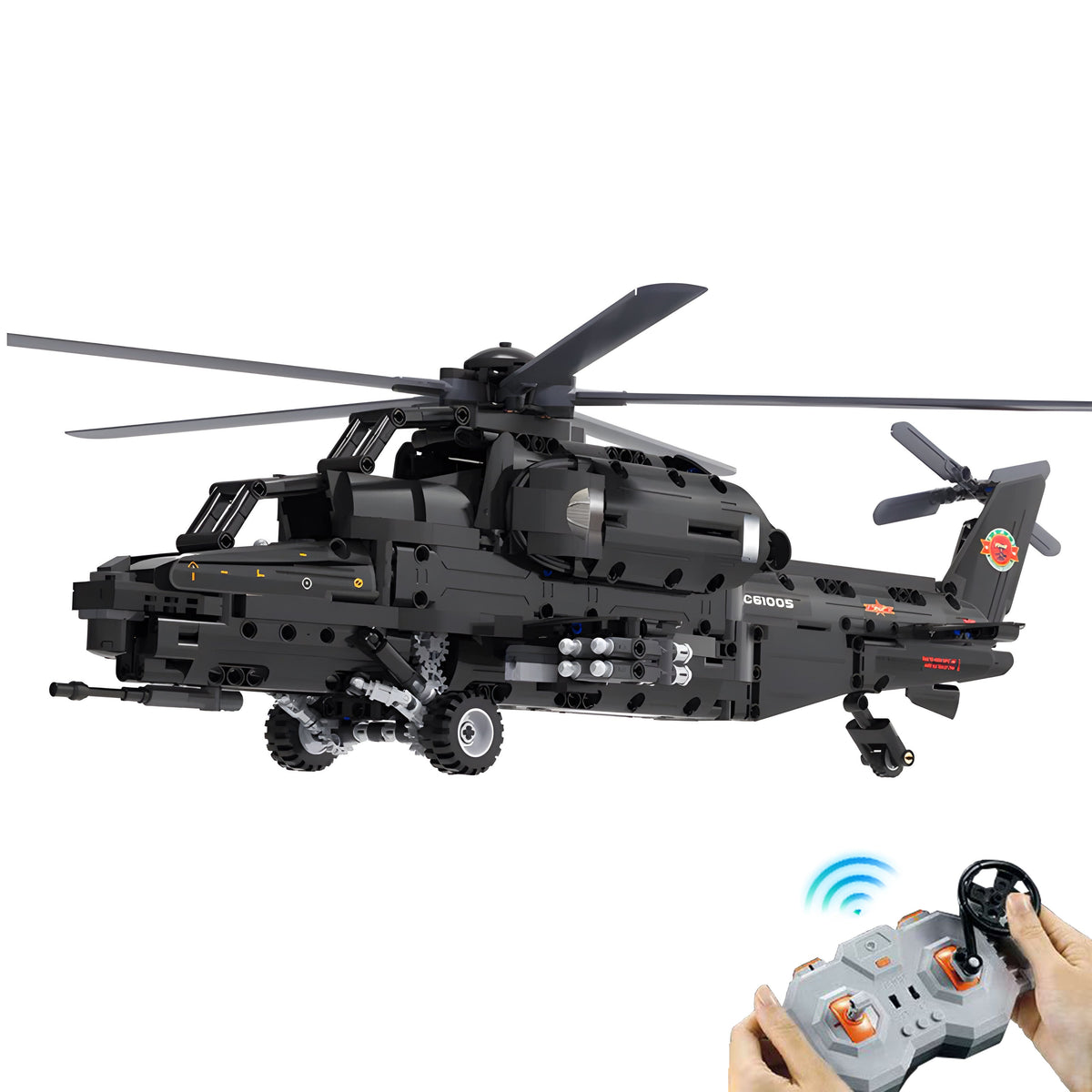 Trilumity WZ-10 Helicopter Building Block Set, Remote Control, 1,029-Piece