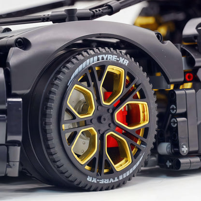 Trilumity Motorized Building Block Set: 1:8 Italian Bull Jota V12 Hypercar – Barrel Plated Matte Black Customized Edition (3260-Piece)