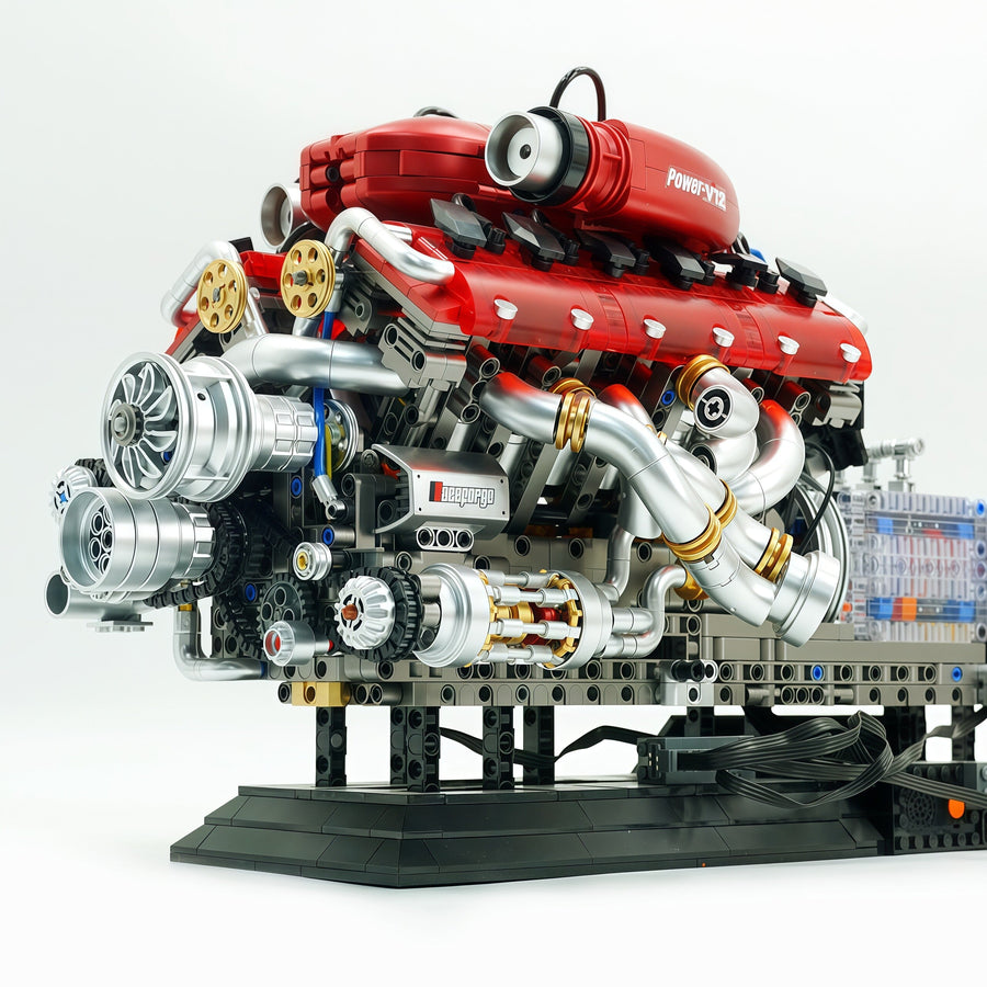 Trilumity Building Block Set: Large Italian V12 Engine | Motorised Supercar Engine Model (2378-Piece)
