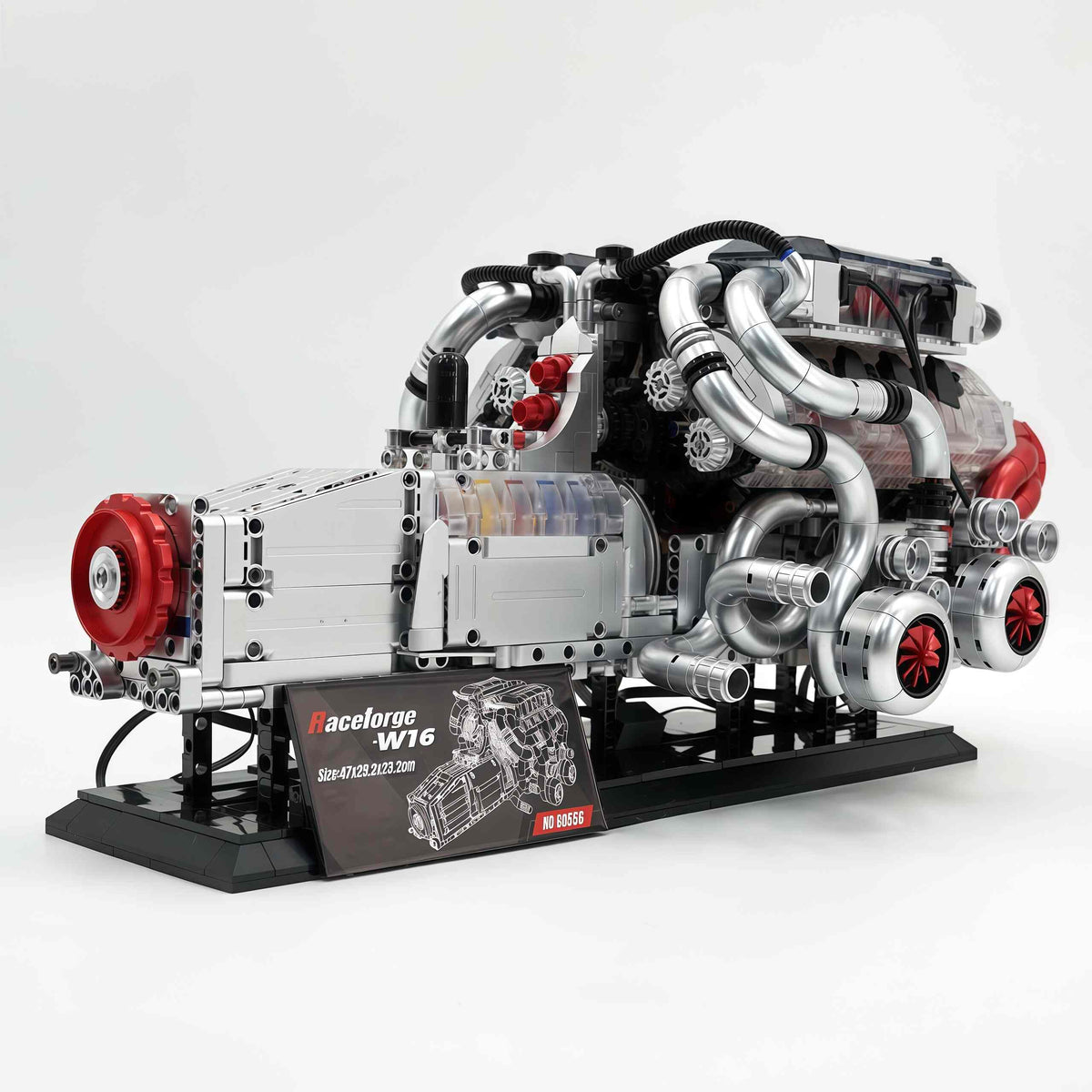 Trilumity Building Block Set: Large W16 Engine | French 16-Cylinder Engine Set (2520-Piece)