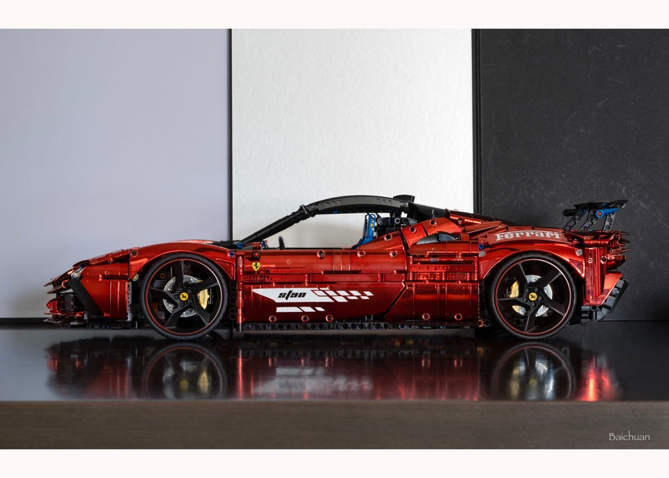 Trilumity Motorized Building Block Set: 1:8 Xx Track Hybrid Red Plating Limited Color, The Ultimate Supercar, More Than 12 Features