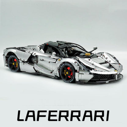 Trilumity LaFerrari C6 Sportcar, Customized Metal Silver Building Block Set, 1:8 Scale, Remote Control, 4,739-Piece
