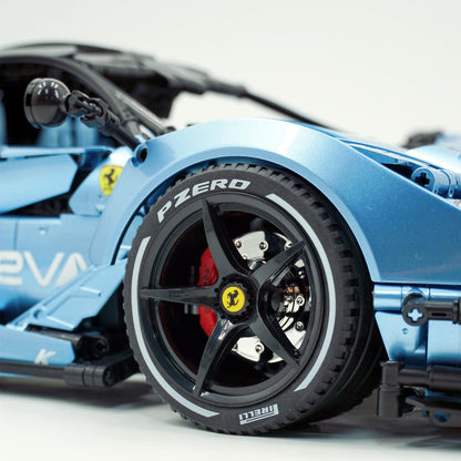 Trilumity Motorized Building Block Set: 1:8 The Ultimate Italian Hybrid Hypercar Evo | Customized Electroplating Tiffany Blue Italian Exotic