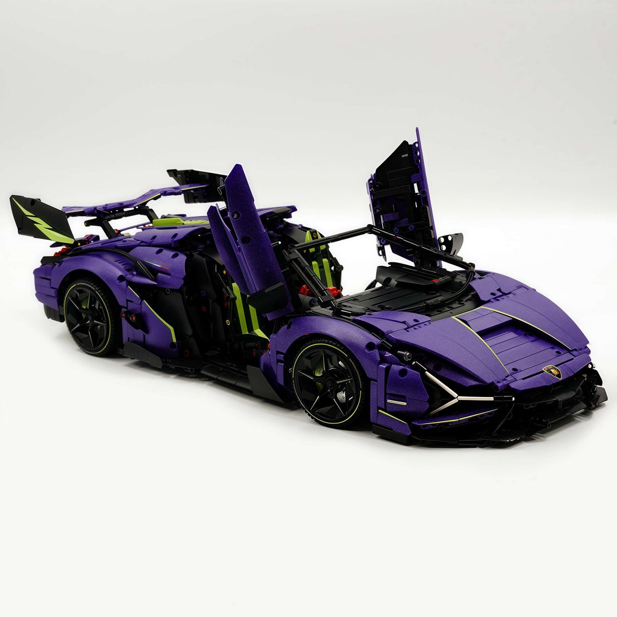 Trilumity Motorized Building Block Set: 1:8 Comet Purple Lamborghini Supercar with Remote Control – Electric Features, V10 Engine, and Custom Starry