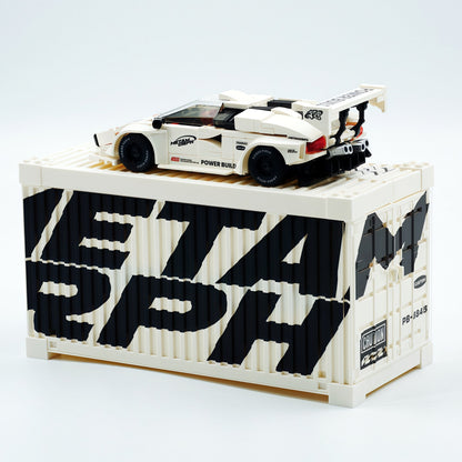 Trilumity Motorized Building Block Set: 80s Wedge Supercar Widebody Edition | Container Display Case (338-Piece)