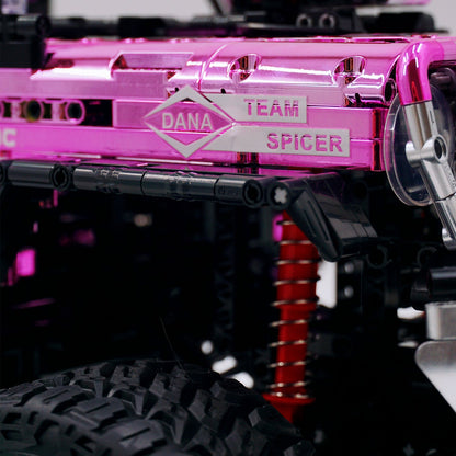 Trilumity Jeep Wrangler Off-Road Electroplating Pink Limited Edition Building Block Set, 1:6 Scale, Remote Control, 2,121-Piece