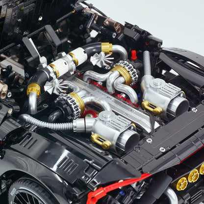 Trilumity Motorized Building Block Set: 1:8 French Hybrid V16 Hypercar | Combination of Bronze and Pearl Black | Ultimate Collector's Item
