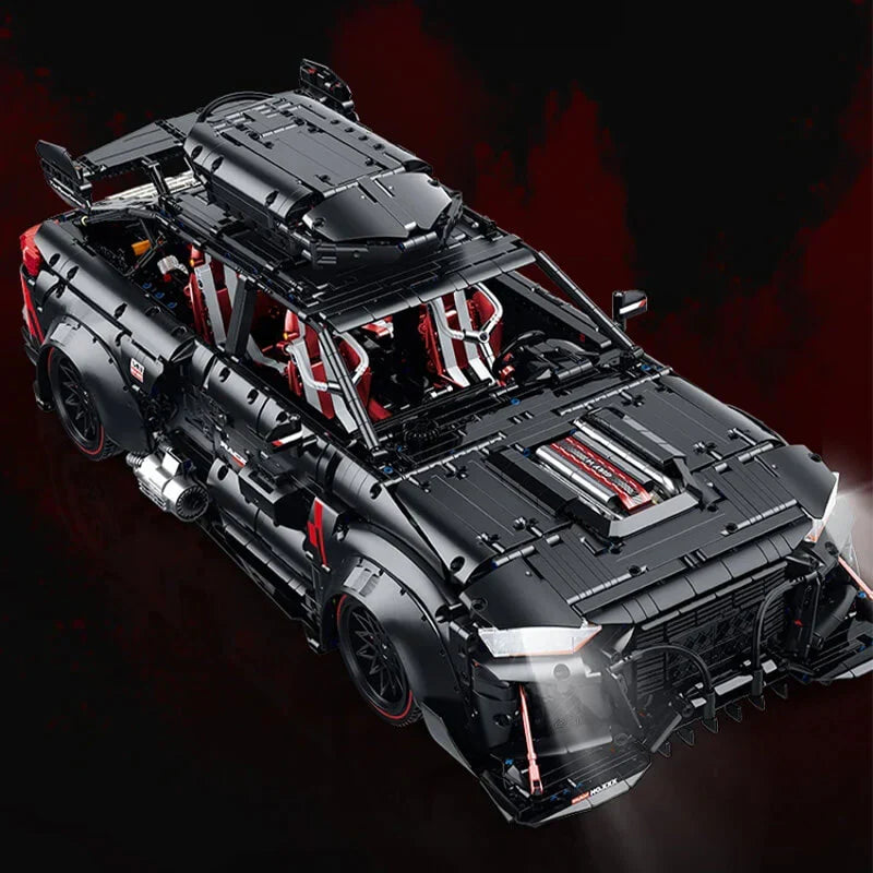 Trilumity Motorized Building Block Set: 1:8 Audi Rs6 Quattro Widebody Wagon | Matte Black Power | 4189+-Piece