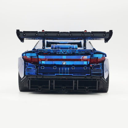 Trilumity Motorized Building Block Set: 1: 8 BMW M4 GT3 Building Set, Fully Detailed Simulation, Electric Sapphire Blue Custom Edition (4556Piece)