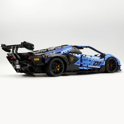 Trilumity Building Block Set: 1: 8 The Ultimate Lamborghini Essenza Scv12, Mirror Blue Plated Limited Edition (4100+Piece)
