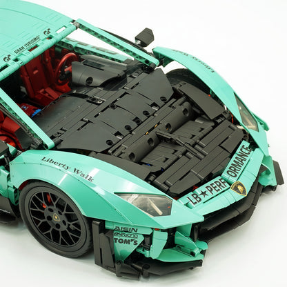 Trilumity Building Block Set: 1:8 Lamborghini Aventador Svj Lbwk | Baked Enamel Mint Green Limited Bull Widebody Supercar (4990+-Piece)