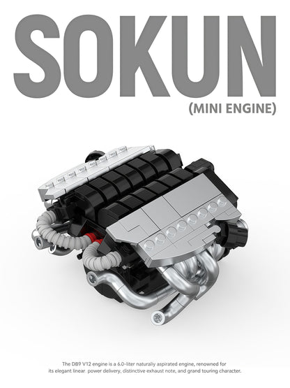 Trilumity Building Block Set: Aston Martin Db9 V12 Engine | Home Decor (375-Piece)
