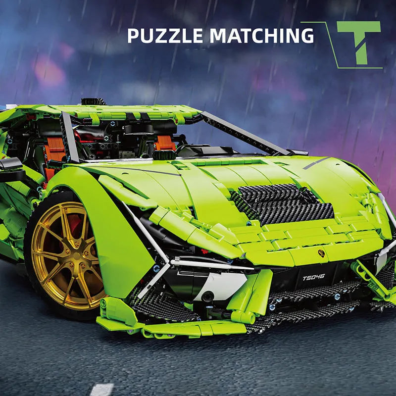 TiaGole MOC Motorized Building Block Set: Lambo Aventador SVJ Supercar, Model T5046