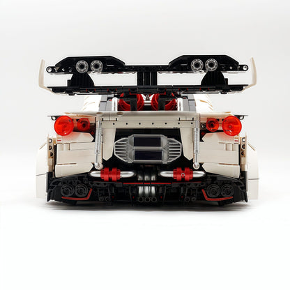 Trilumity Motorized Building Block Set: 1:8 Nissan GT-R R35 Widebody Edition | White Beast | 3939+-Piece