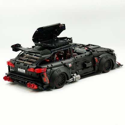 Trilumity Motorized Building Block Set: 1:8 Audi Rs6 Quattro Widebody Wagon | Matte Black Power | 4189+-Piece