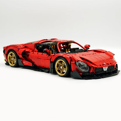 Trilumity Alfa Romeo 33 Stradale Supercar, Pearlescent Red Paint Customized Version Building Block Set, 1:8 Scale, Remote Control, 3,861-Piece