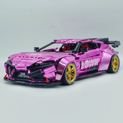 Trilumity Motorized Building Block Set: 1:8 Toyota Supra Electroplating Pink Limited Edition, Electric Air Suspension, Rear Accelerator Blade linkage