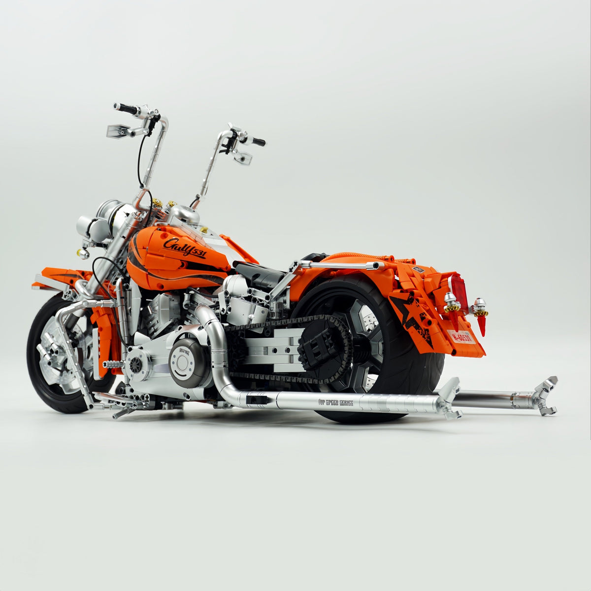 Trilumity Harley Heuer Fat Boy, Electroplating Body Building Block Set, 1:5 Scale, 2,392-Piece
