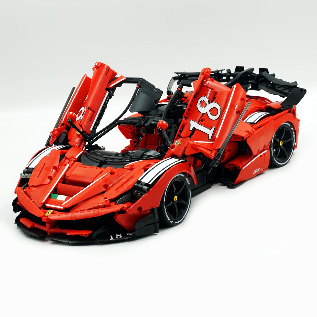 Trilumity LaFerrari FXXK EVO Custom Modified, Classic Red Building Block Set, 1:8 Scale, Remote Control, 4,739-Piece