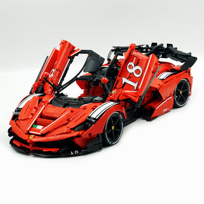 Trilumity LaFerrari FXXK EVO Custom Modified, Classic Red Building Block Set, 1:8 Scale, Remote Control, 4,739-Piece