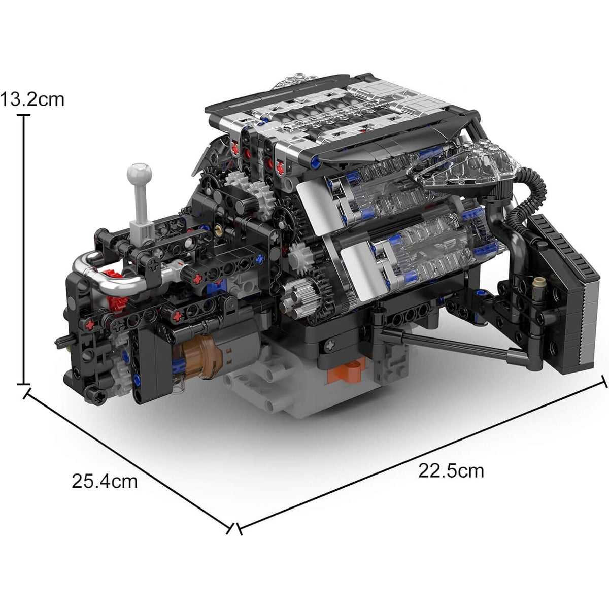 Trilumity Motorized Building Block Set: Twin Turbo W12 German Engine (870-Piece)