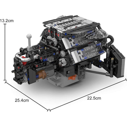 Trilumity Motorized Building Block Set: Twin Turbo W12 German Engine (870-Piece)