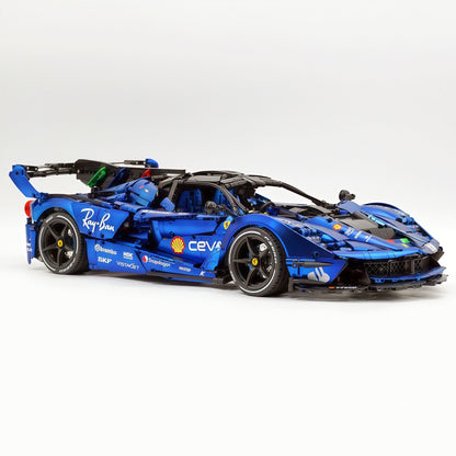 Trilumity Motorized Building Block Set: 1:8 The Ultimate Italian Hybrid Hypercar Evo | Matte Sapphire Blue Custom Edition (4058Piece)