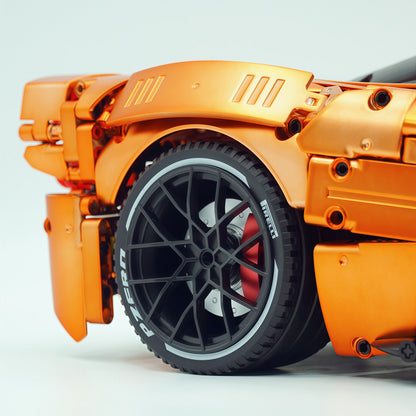 Trilumity Building Block Set: 1:8 The Ultimate Pagani Utopia Supercar | Customized Orange Gold V12 Italian Exotic (3314Piece)
