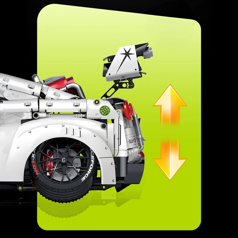 Trilumity Motorized Building Block Set: 1:8 Nissan GT-R R35 Widebody Edition | White Beast | 3939+-Piece
