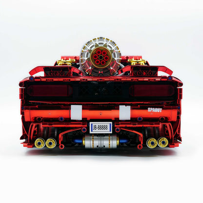 Trilumity Motorized Building Block Set: 1: 8 Dodge Challenger, Electroplating Mirror Red Customized Version (3751-Piece)