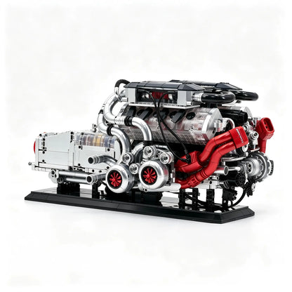 Trilumity Building Block Set: Large W16 Engine | French 16-Cylinder Engine Set (2520-Piece)