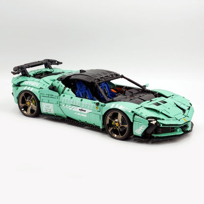 Trilumity Motorized Building Block Set: 1:8 Xx Track Hybrid Baked Enamel Mint Green Limited Color, The Ultimate Supercar, More Than 12 Features