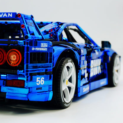 Trilumity Building Block Set: 1:8 The Ultimate 80s Turbo Icon Supercar | Lb Style Electroplated Mirror Royal Blue Edition (4026-Piece)