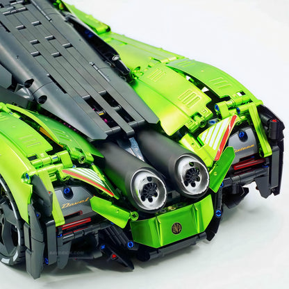 Trilumity Building Block Set: 1:8 Devel sixteen V16 | Neon Green Custom Edition | Officially licensed (4016Piece)