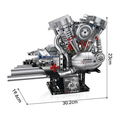 Trilumity Building Block Set: Motorised Harley Motorcycle V2 Engine(867Piece)