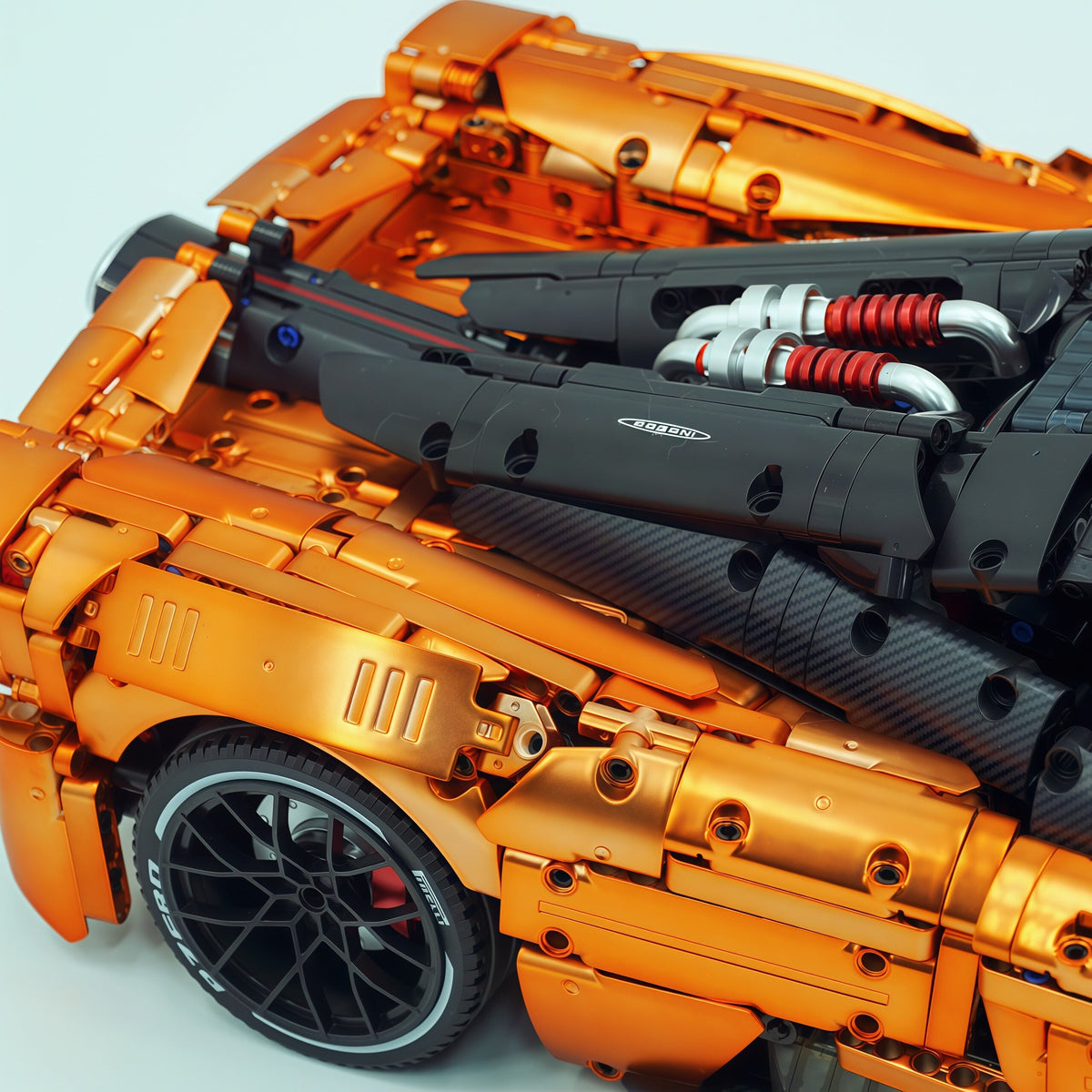 Trilumity Building Block Set: 1:8 The Ultimate Pagani Utopia Supercar | Customized Orange Gold V12 Italian Exotic (3314Piece)